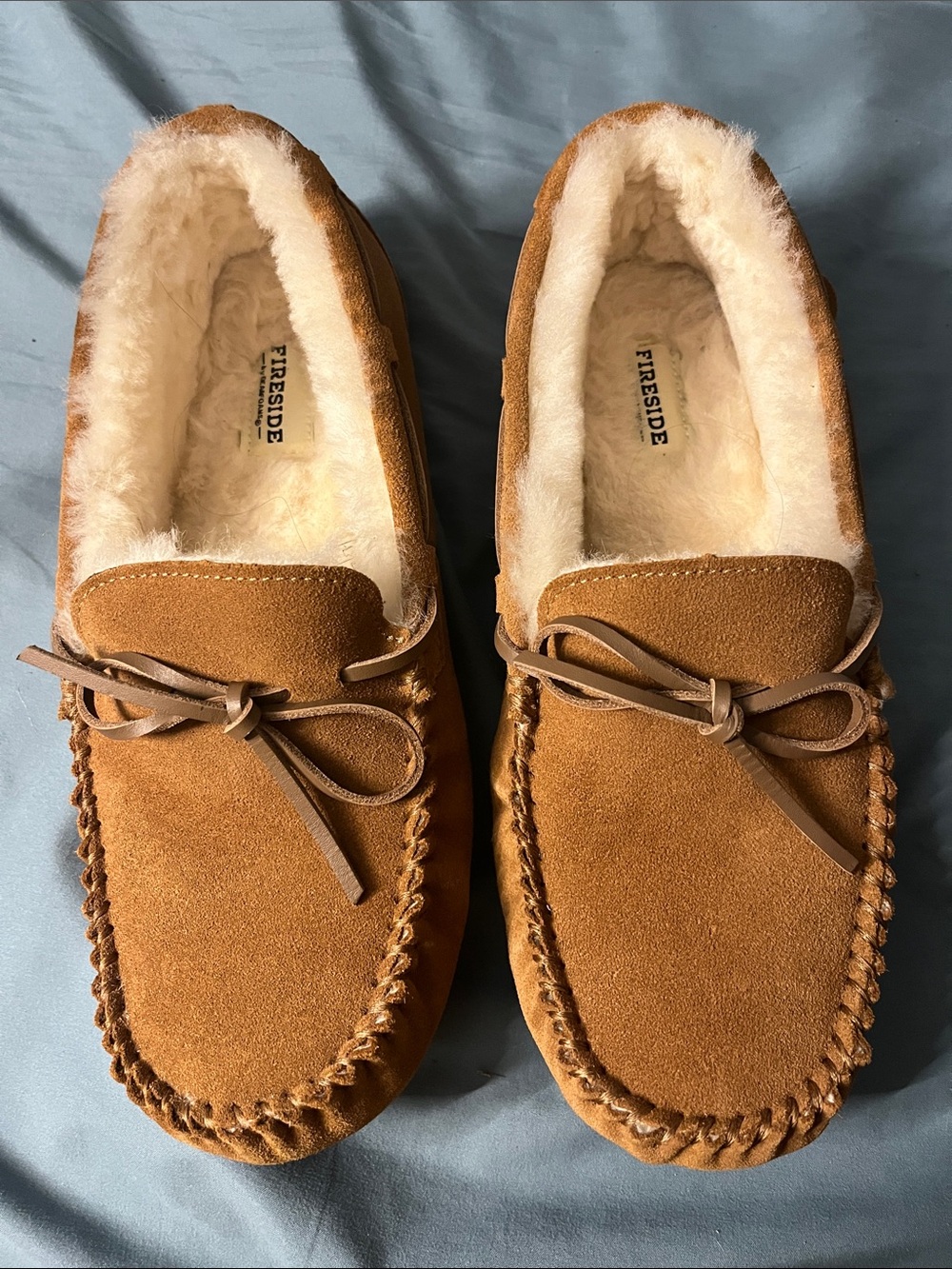 Dearfoams Fireside Victoria Chestnut Suede Women’s Moccasin Plush Lined Slippers